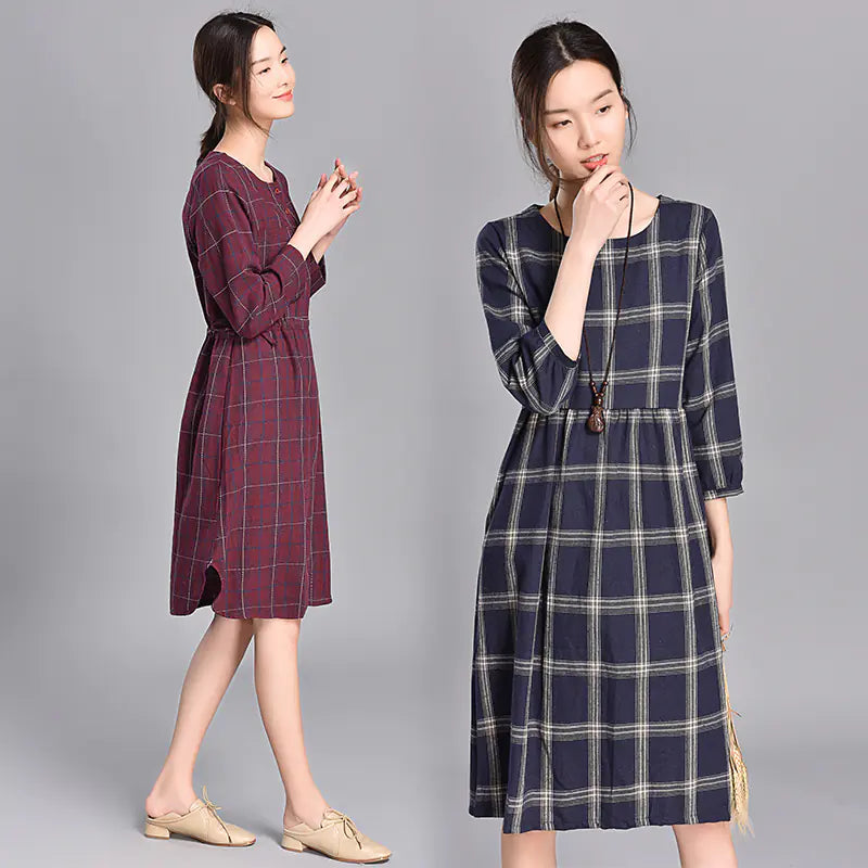 2020 Spring Fashionable Solid Color Plaid Dress