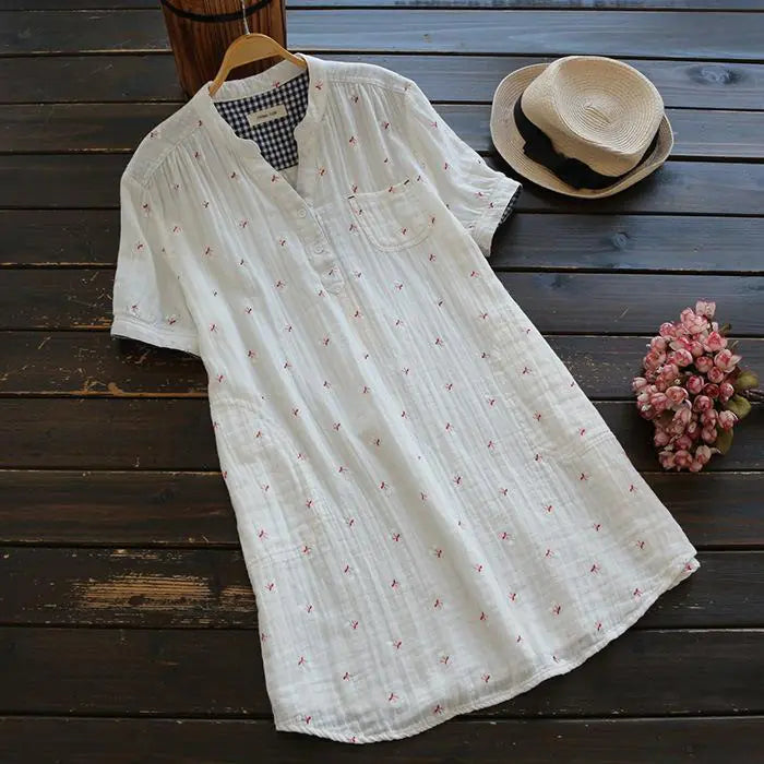 Japanese Style Versatile Floral Long Sleeve Shirt