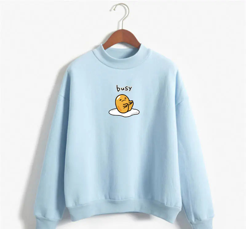 Gudetama High Neck Sweatshirt with Cute Cartoon Print