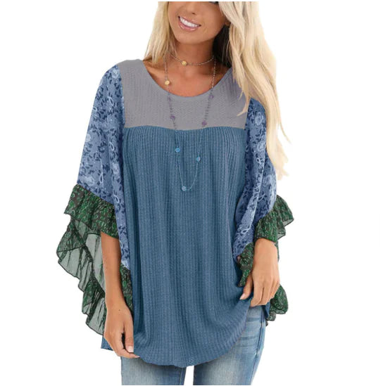 Autumn Winter Batwing Sleeve Knit Shirt for Women