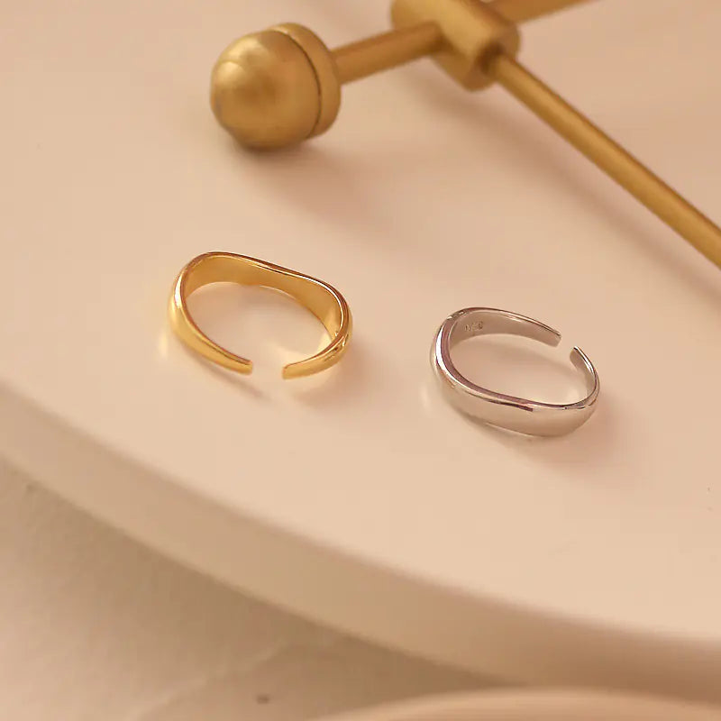 Vintage Wavy Adjustable S925 Silver Ring (Korean Style)