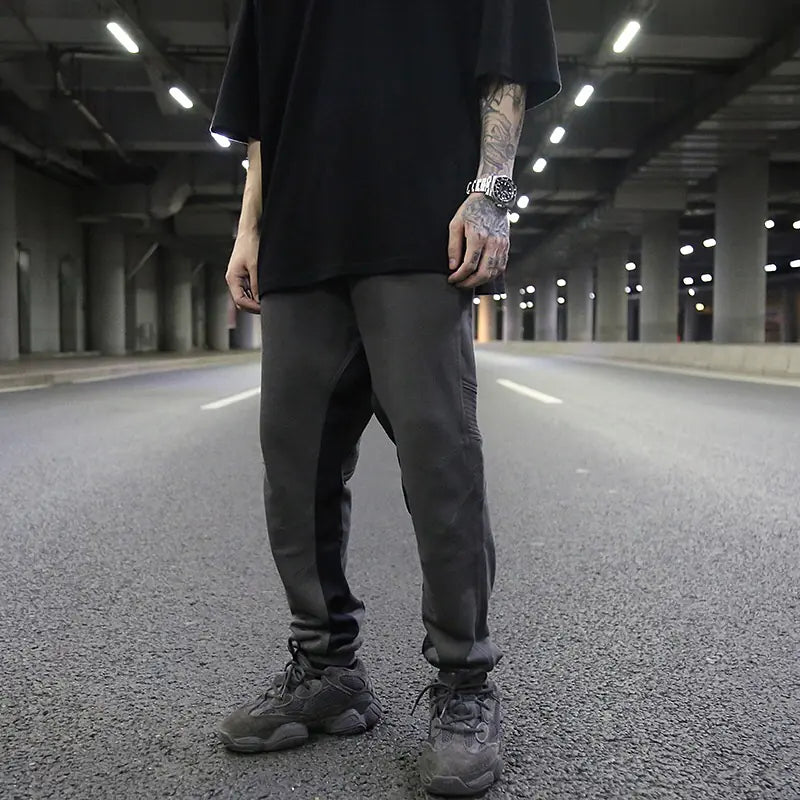 Low-Crotch Tapered Cotton Casual Sweatpants