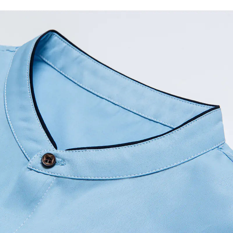 Men's Short Sleeve Summer Business Shirt - Stand Collar