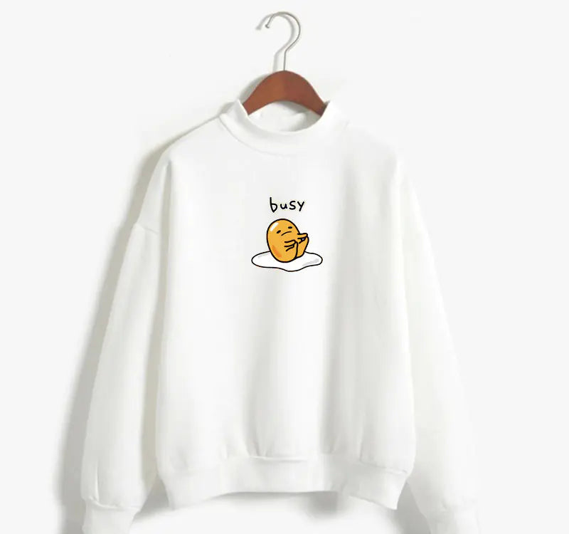 Gudetama High Neck Sweatshirt with Cute Cartoon Print