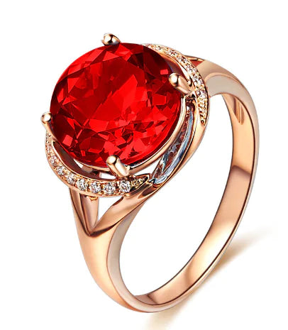 18K Rose Gold Plated Blue Topaz Ring