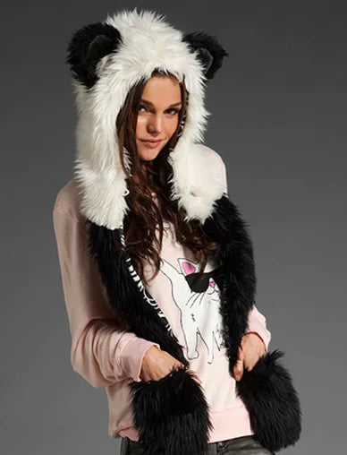 Animal Hat, Furry Hat, Fur Scarf