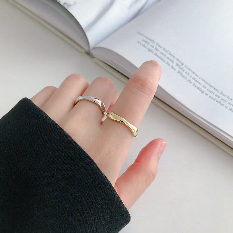 Vintage Wavy Adjustable S925 Silver Ring (Korean Style)