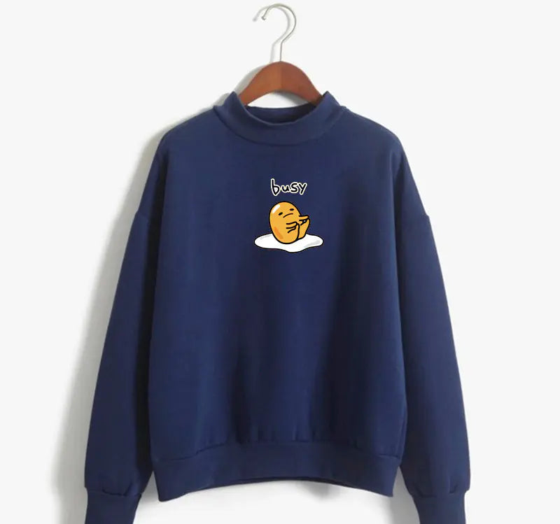 Gudetama High Neck Sweatshirt with Cute Cartoon Print