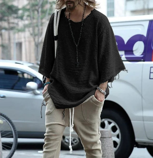 Trendy Loose Long-Sleeved Solid Color T-Shirt