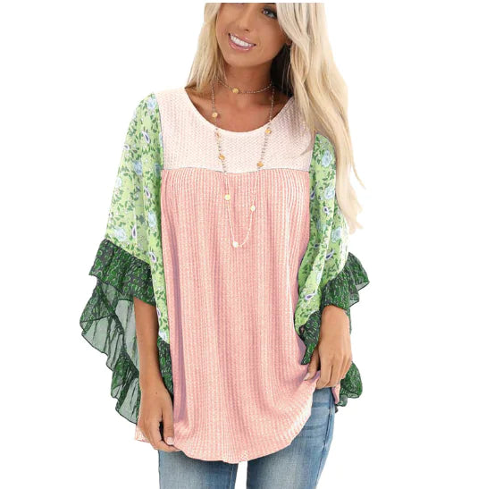 Autumn Winter Batwing Sleeve Knit Shirt for Women