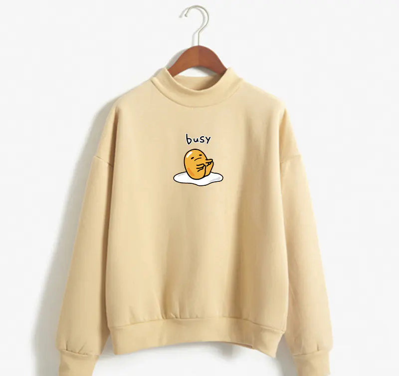 Gudetama High Neck Sweatshirt with Cute Cartoon Print