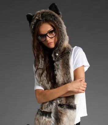 Animal Hat, Furry Hat, Fur Scarf
