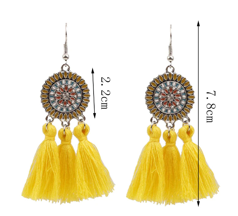 Bohemian Tassel Earrings with Creative Solar System Design