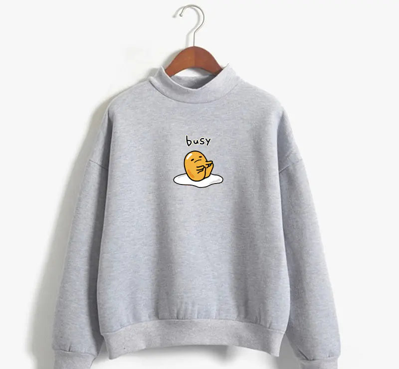 Gudetama High Neck Sweatshirt with Cute Cartoon Print