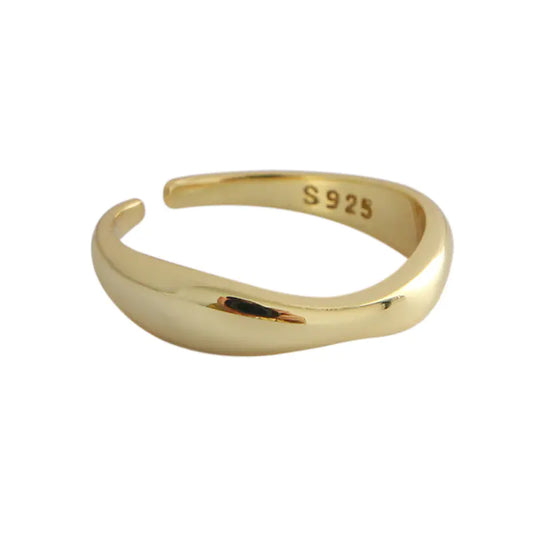Vintage Wavy Adjustable S925 Silver Ring (Korean Style)