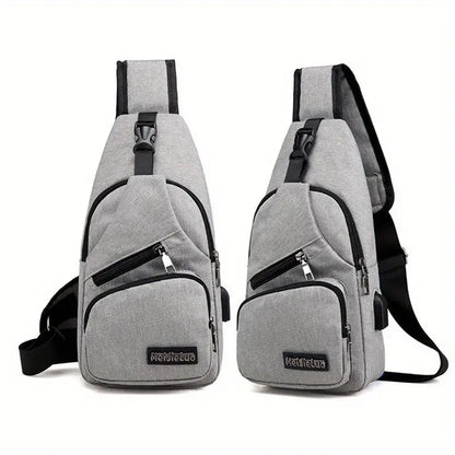 Trendy USB Men's Chest Bag and Casual Shoulder Backpack