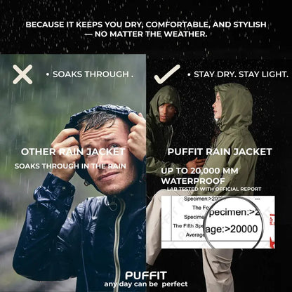 PUFFIT STM-TEX Oversized Waterproof Half Zip Fall Hoodie Jacket