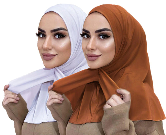 2 Pcs Practical Button Hijab Hat in Modal Cotton Solid Color Underwear for Islamic Muslim Hat Elastic Headscarf Hat