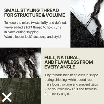 Frodio Veralux Fiber 12" Micro Twist Curly Wig 11x4 HD Lace Synthetic Dreadlock