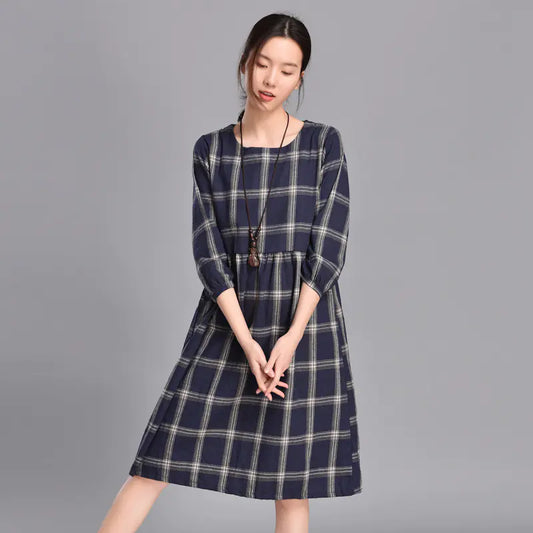 2020 Spring Fashionable Solid Color Plaid Dress
