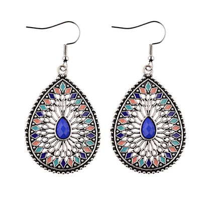 Vintage Baroque Style Blue Pine Water Drop Earrings
