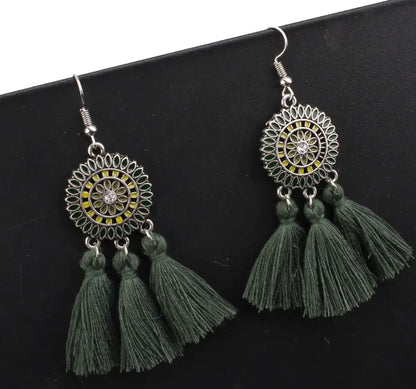 Bohemian Tassel Earrings with Creative Solar System Design