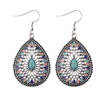 Vintage Baroque Style Blue Pine Water Drop Earrings