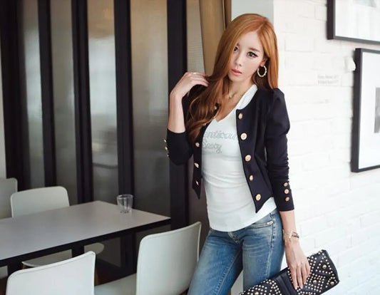 Slim Fit Double-Breasted Blazer Jacket