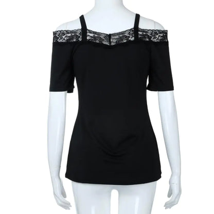 Spring Summer New Women's Pink Lace Top with Sleeves