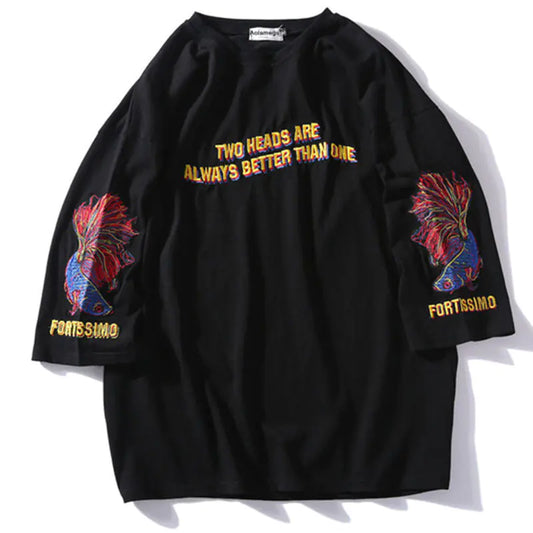 Spring Men's Student T-Shirt with Embroidery (Couples)