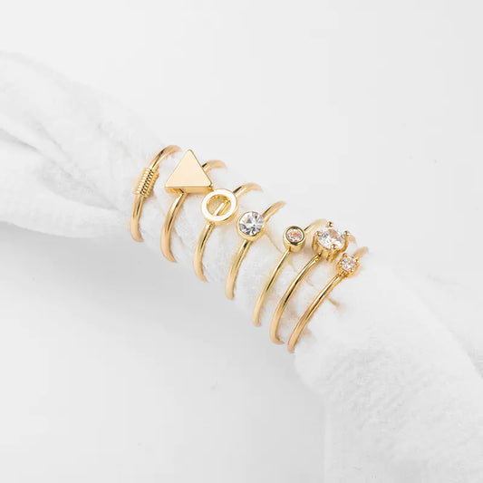 Fashionable Eco-Friendly Alloy Plated Triangle Ring Set