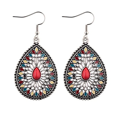 Vintage Baroque Style Blue Pine Water Drop Earrings