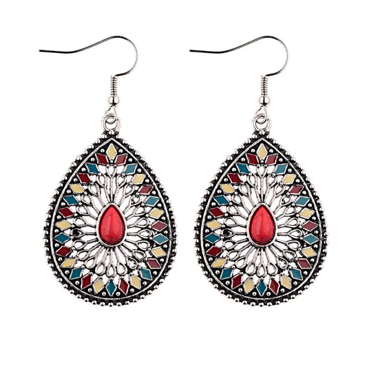 Vintage Baroque Style Blue Pine Water Drop Earrings