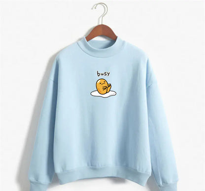 Gudetama High Neck Sweatshirt with Cute Cartoon Print