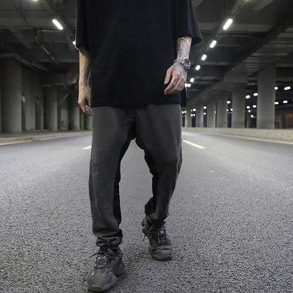 Low-Crotch Tapered Cotton Casual Sweatpants