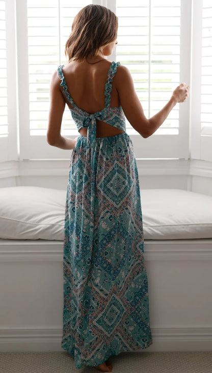 Floral Print Tie-Waist Cami Dress