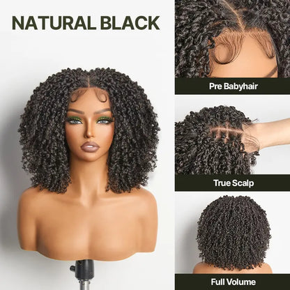 Frodio Veralux Fiber 12" Micro Twist Curly Wig 11x4 HD Lace Synthetic Dreadlock