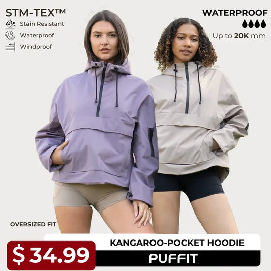 PUFFIT STM-TEX Oversized Waterproof Half Zip Fall Hoodie Jacket