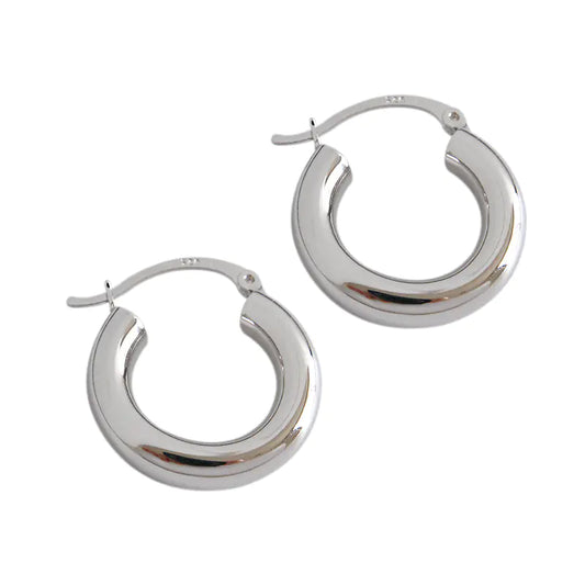 EA395 S925 Silver Minimalist Metal Hoop Earrings