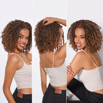 Frodio Veralux Fiber 12" Micro Twist Curly Wig 11x4 HD Lace Synthetic Dreadlock