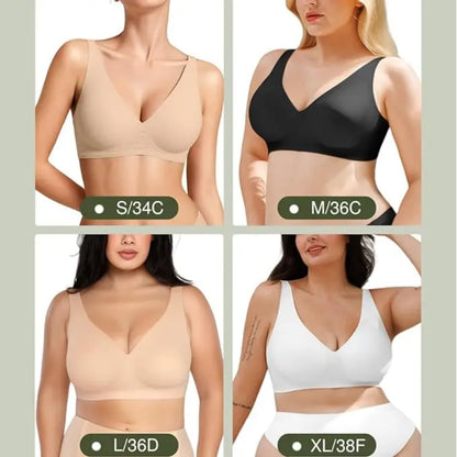 Popilush Wireless Jelly Bra Seamless Push Up Everyday Comfort T-Shirt Bra