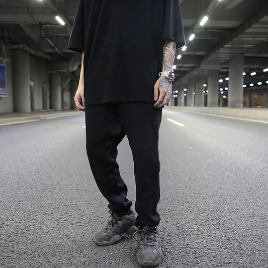Low-Crotch Tapered Cotton Casual Sweatpants