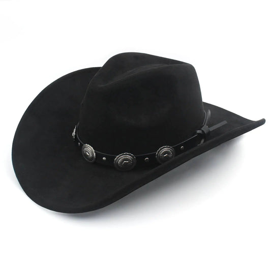 LIDHAY Cowboy Hat for Women and Men Western Suede Hat Wide Brim Cowboy Cowgirl Hat 726XG Black