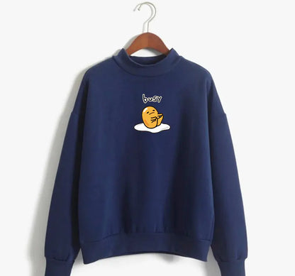 Gudetama High Neck Sweatshirt with Cute Cartoon Print
