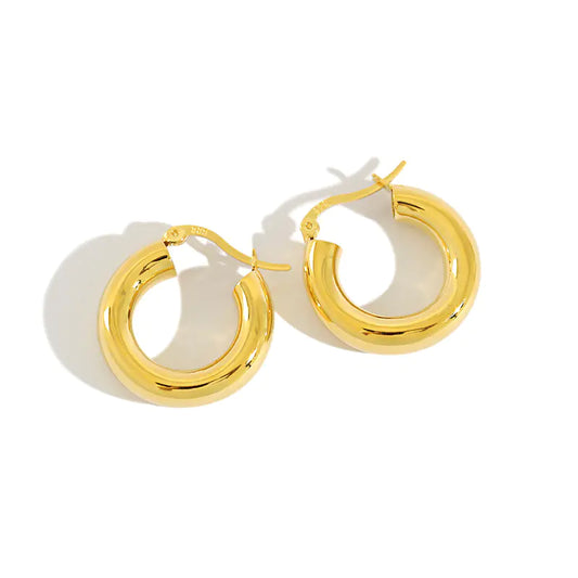 EA395 S925 Silver Minimalist Metal Hoop Earrings