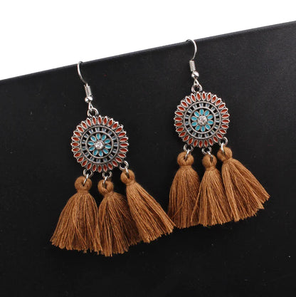 Bohemian Tassel Earrings with Creative Solar System Design