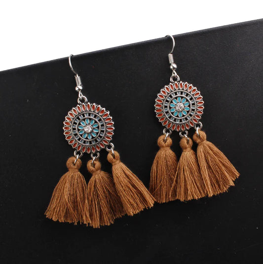 Bohemian Tassel Earrings with Creative Solar System Design