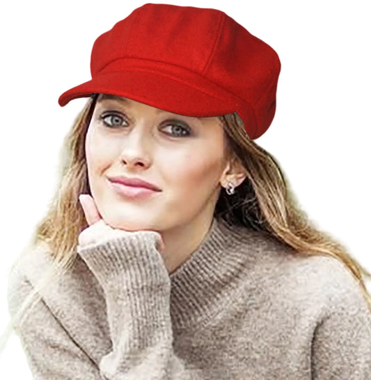 Women Beret Newsboy Hat Fall Baker Boy Hat Women 8 Panels Beret Hat Winter Paper Boy Cabbie Hat，Newspaper Boy Hat Red
