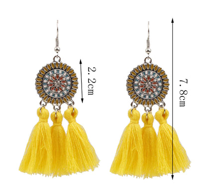 Bohemian Tassel Earrings with Creative Solar System Design